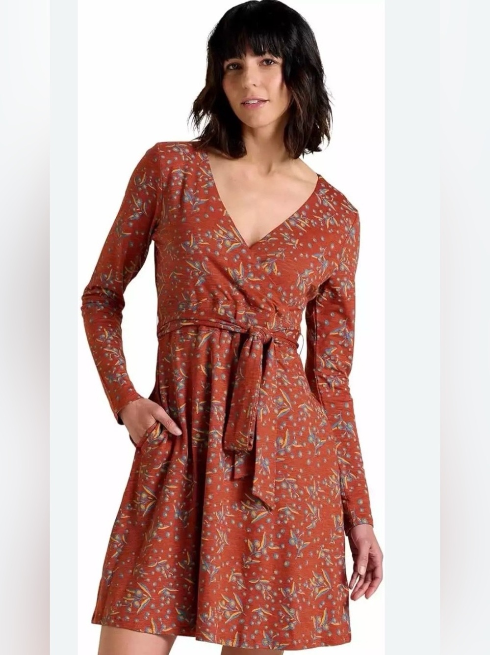 Toad & Co Women’s Organic Cotton Blend Cue Wrap Dress Floral Size Medium